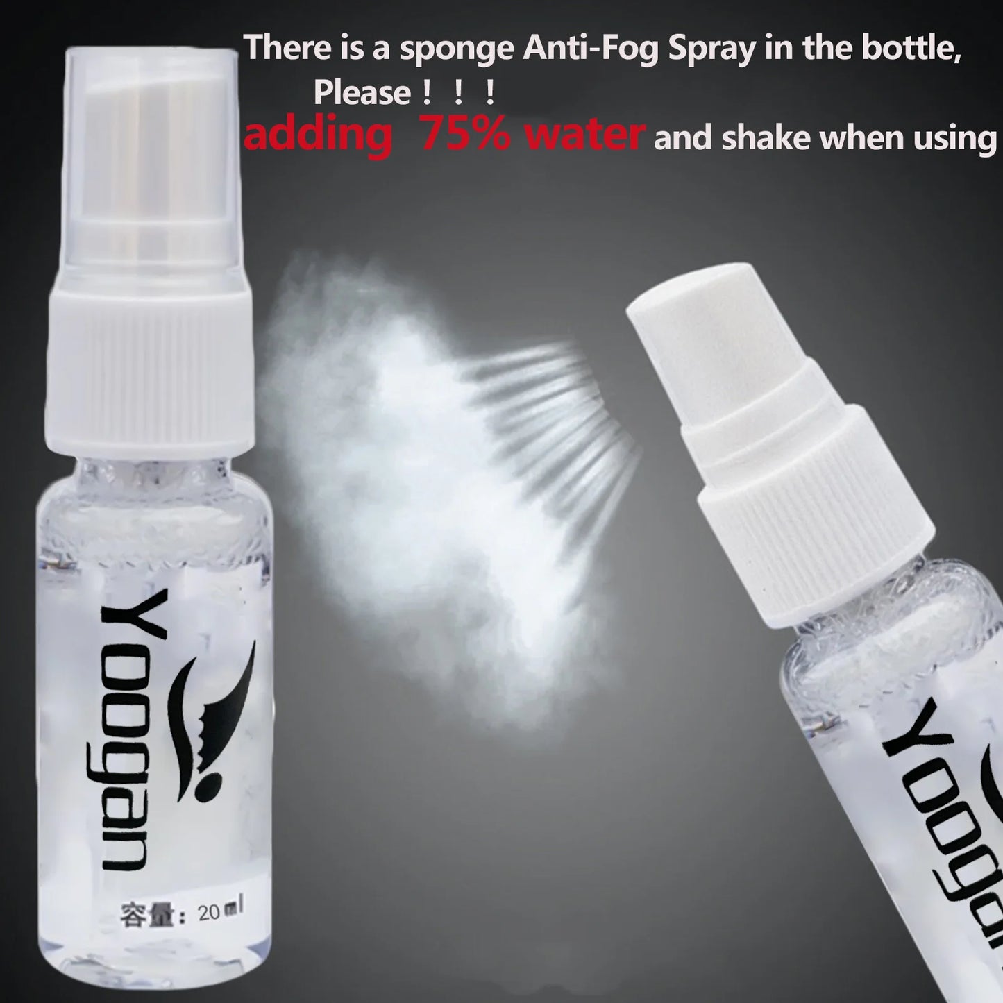 Anti-Fog Spray for Swimming Goggles Scuba Diving Mask Lens Cleaner Sports Glasses White Bottle (No Liquid)
